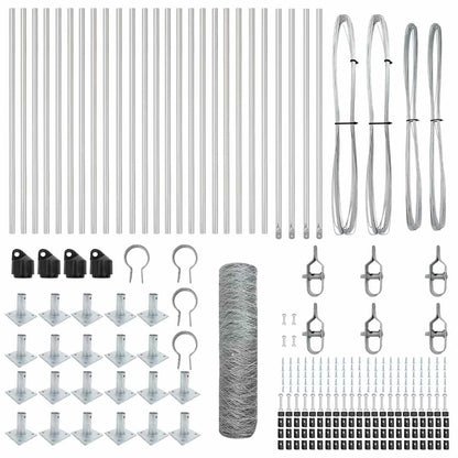 Zaunpfosten Silber 50 x 0,8 m (36 mm Maschen) Stahl