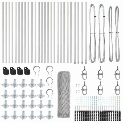 vidaXL Zaunpfosten Silber 50 x 1 m (13 mm Maschendraht) Stahl