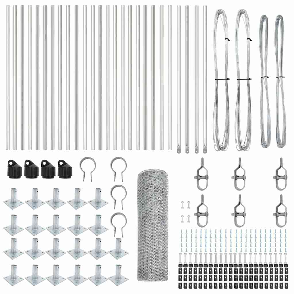 Zaunpfosten Silber 50 x 1 m (25 mm Maschenweite) Stahl