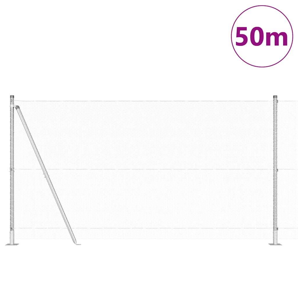 vidaXL Zaunpfosten Silber 50 x 1,2 m (13 mm Gitter) Stahl