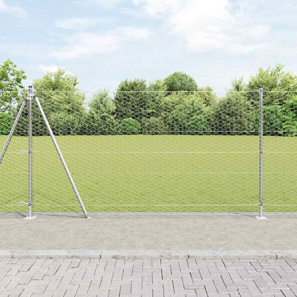 vidaXL Zaunpfosten Silber 50 x 1,2 m (36 mm Maschenweite) Stahl