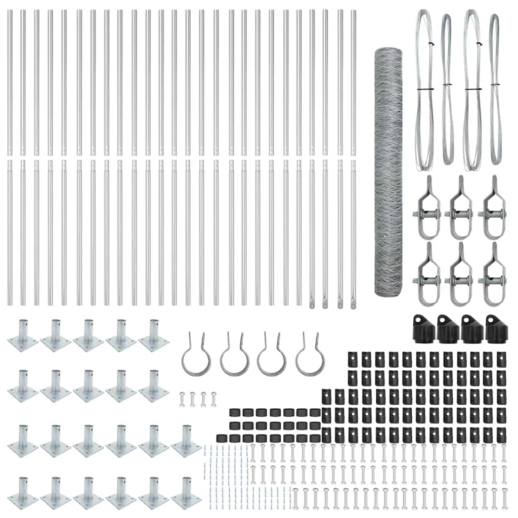 Zaunpfosten Silber 50 x 1,2 m (50 mm Gitter) Stahl