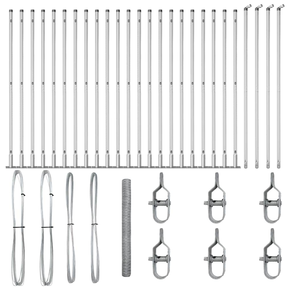 Zaunpfosten Silber 50 x 1,4 m (36 mm Netz) Stahl