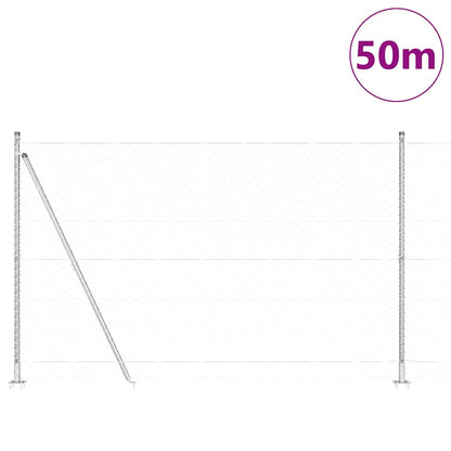 vidaXL Zaunpfosten Silber 50 x 1,5 m (50 mm Maschen) Stahl