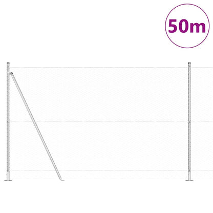 vidaXL Zaunpfosten Silber 50 x 1,6 m (25 mm Maschenweite) Stahl