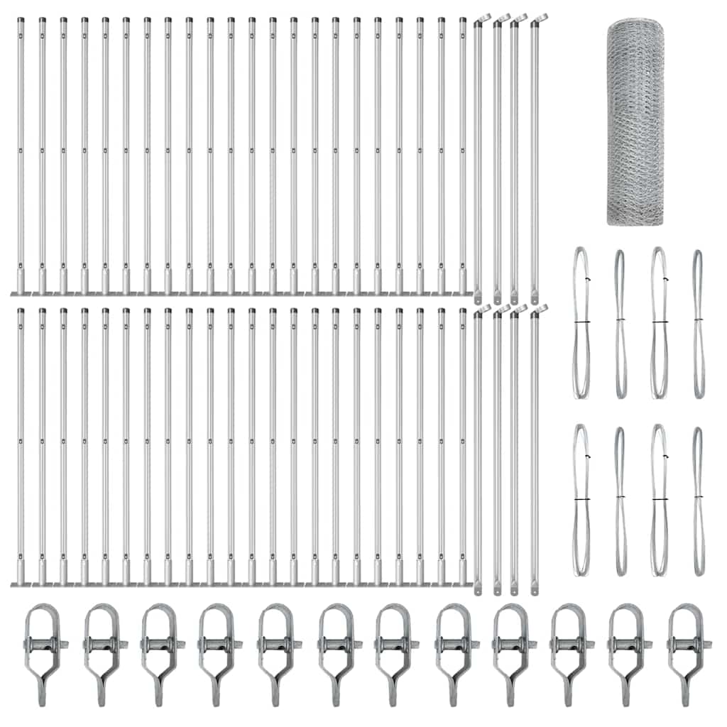 Zaunpfosten Silber 100 x 0,4 m (13 mm Maschenweite) Stahl