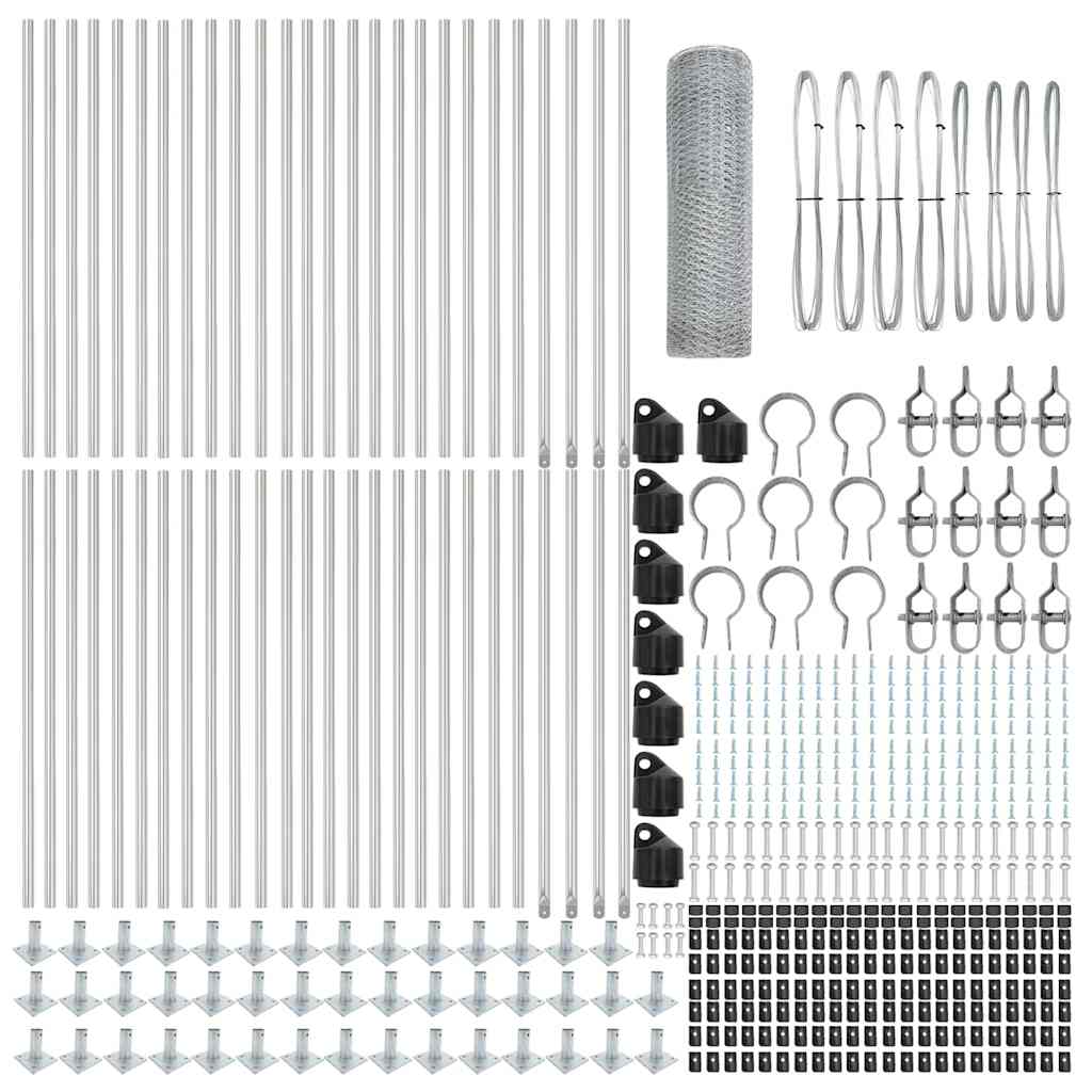 Zaunpfosten Silber 100 x 0,5 m (13 mm Netz) Stahl