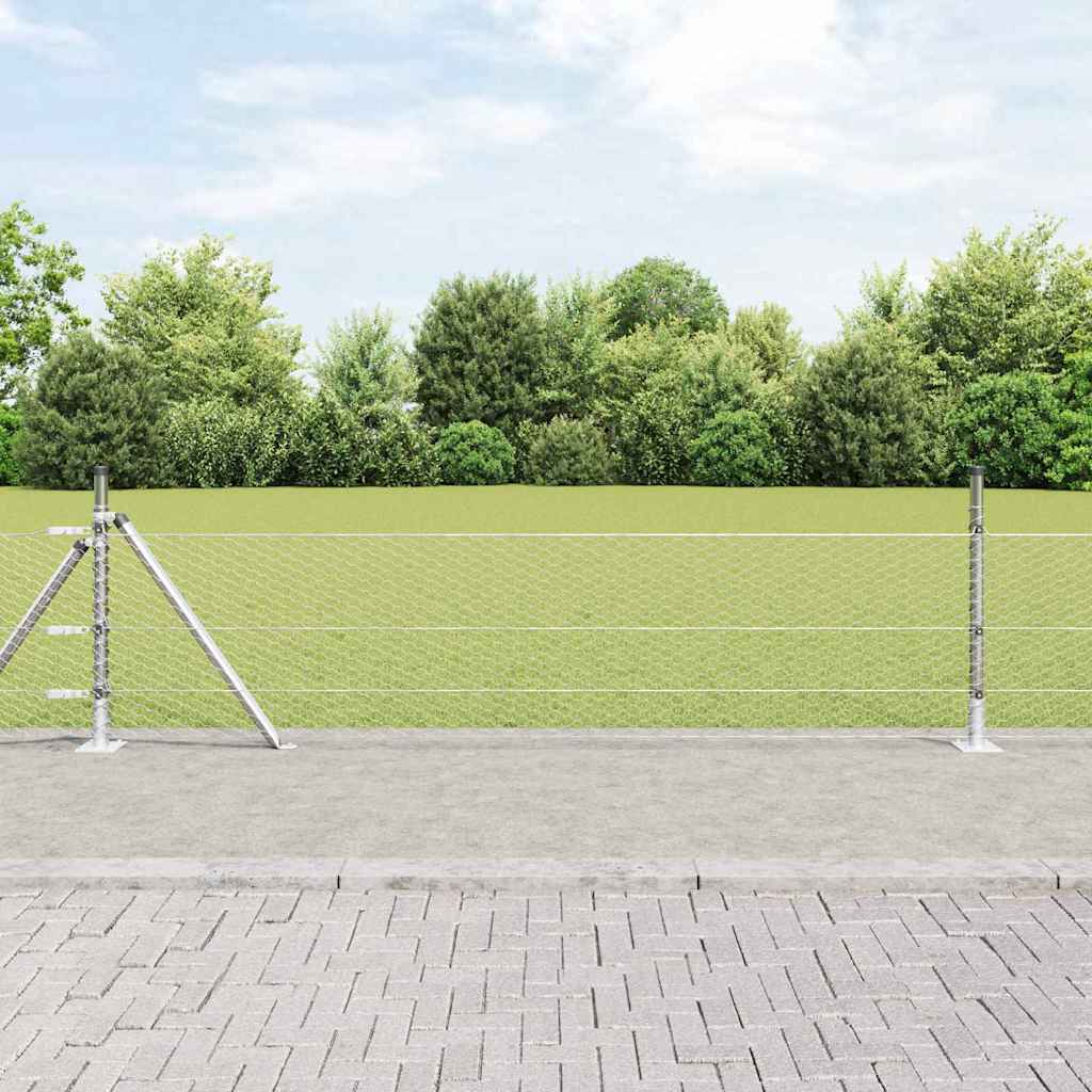 Zaunpfosten Silber 100 x 0,5 m (25 mm Netz) Stahl