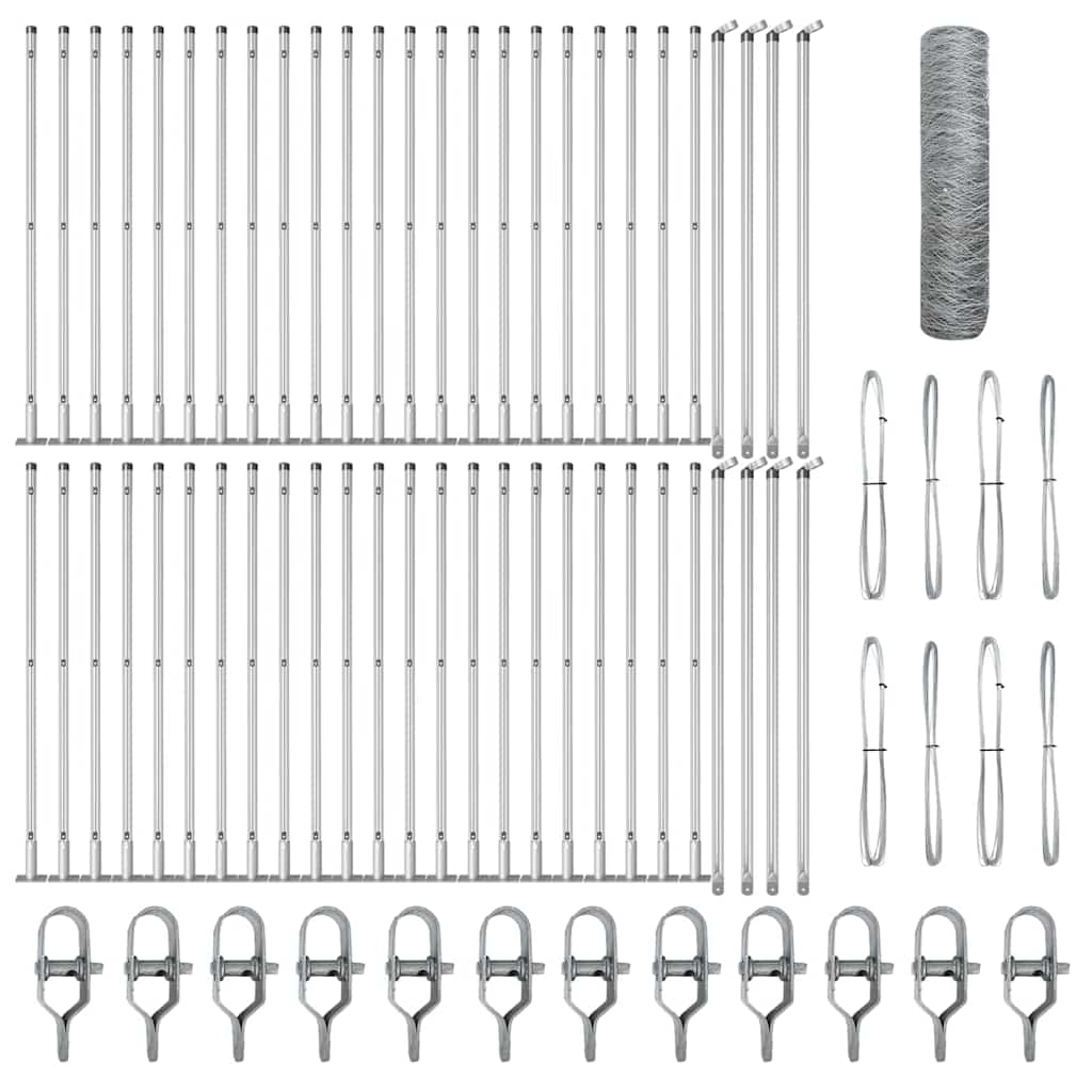 Zaunpfosten Silber 100 x 0,5 m (36 mm Maschenweite) Stahl