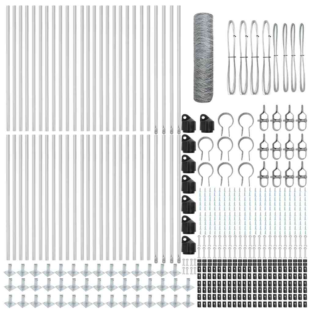 vidaXL Zaunpfosten Silber 100 x 0,5 m (50 mm Maschenweite) Stahl
