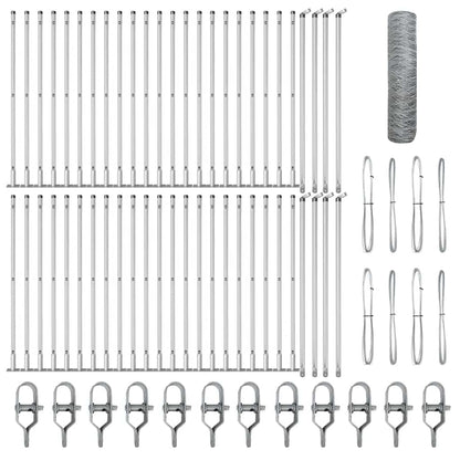 Zaunpfosten Silber 100 x 0,8 m (50 mm Maschen) Stahl