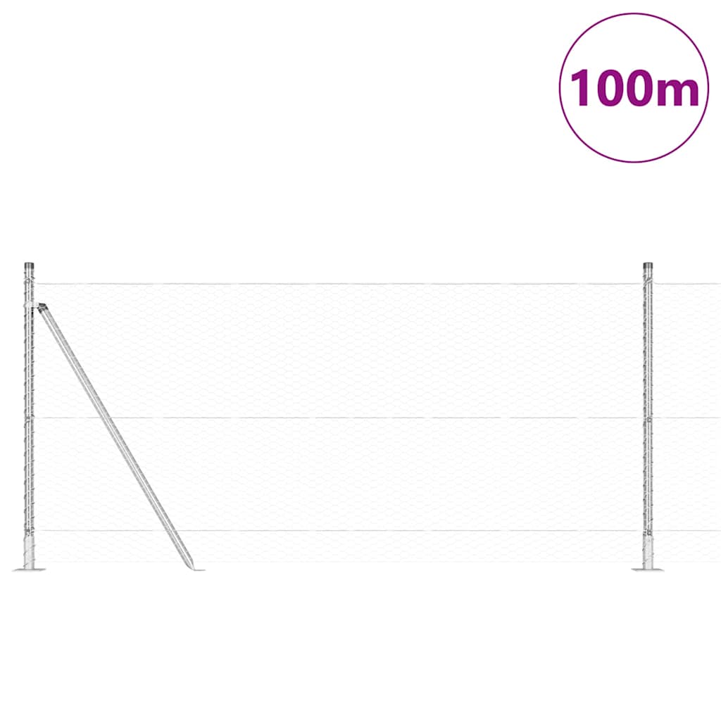vidaXL Zaunpfosten Silber 100 x 1 m (25 mm Maschen) Stahl
