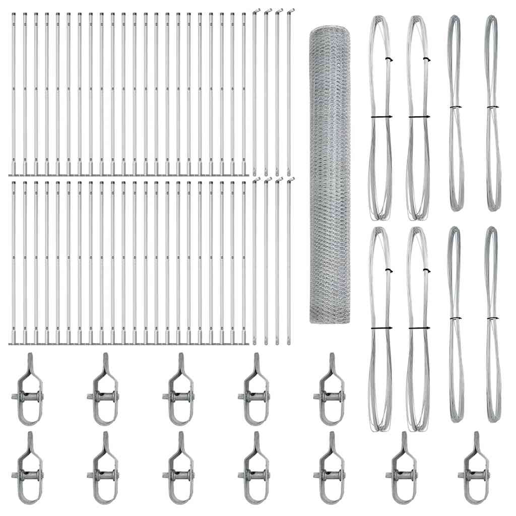 Zaunpfosten Silber 100 x 1,2 m (25 mm Netz) Stahl