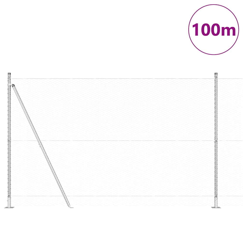 vidaXL Zaunpfosten Silber 100 x 1,6 m (25 mm Maschennetz) Stahl