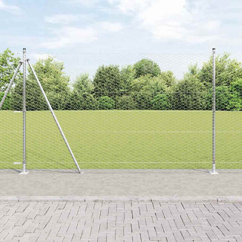 vidaXL Zaunpfosten Silber 100 x 1,6 m (36 mm Maschen) Stahl