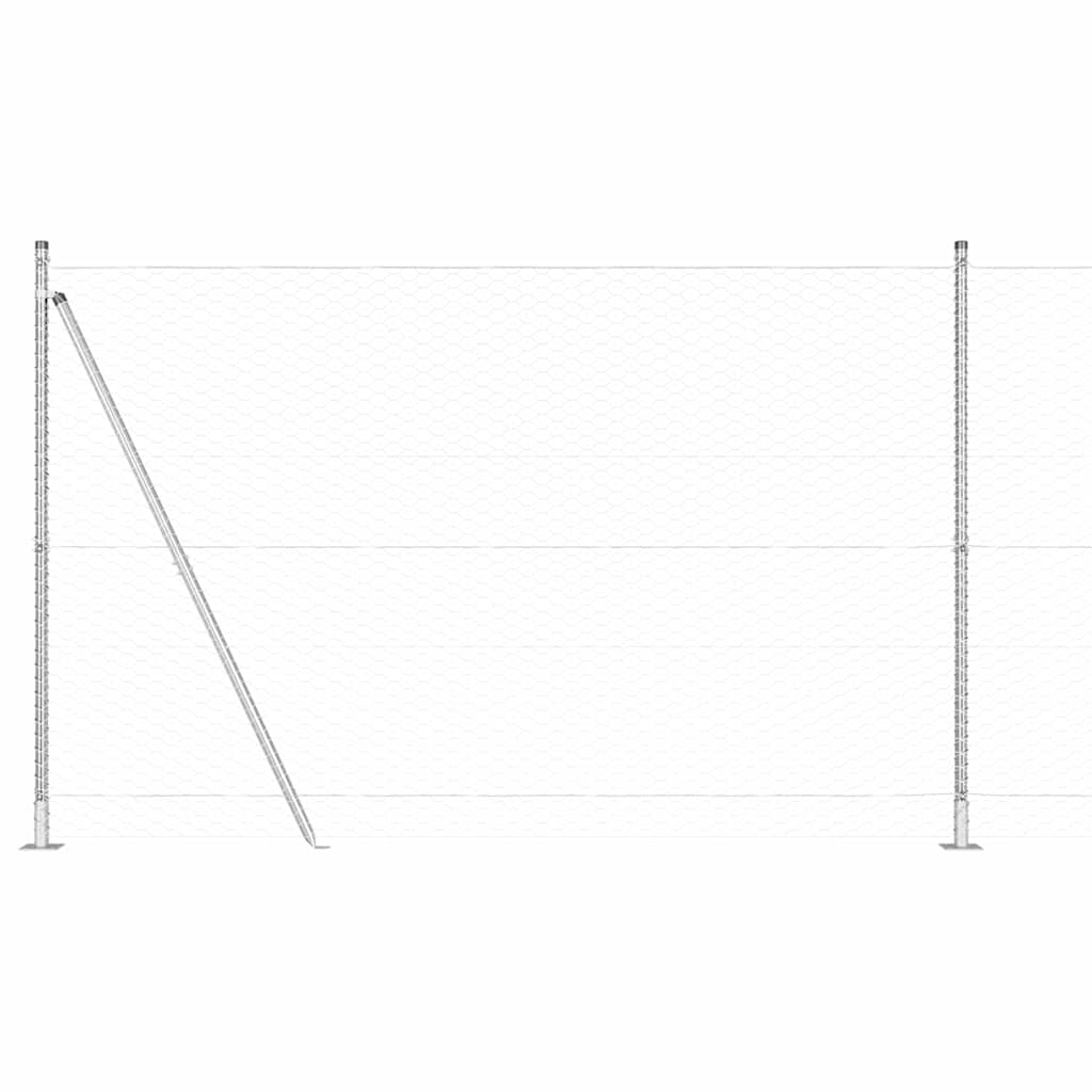 vidaXL Zaunpfosten Silber 100 x 1,6 m (36 mm Maschen) Stahl
