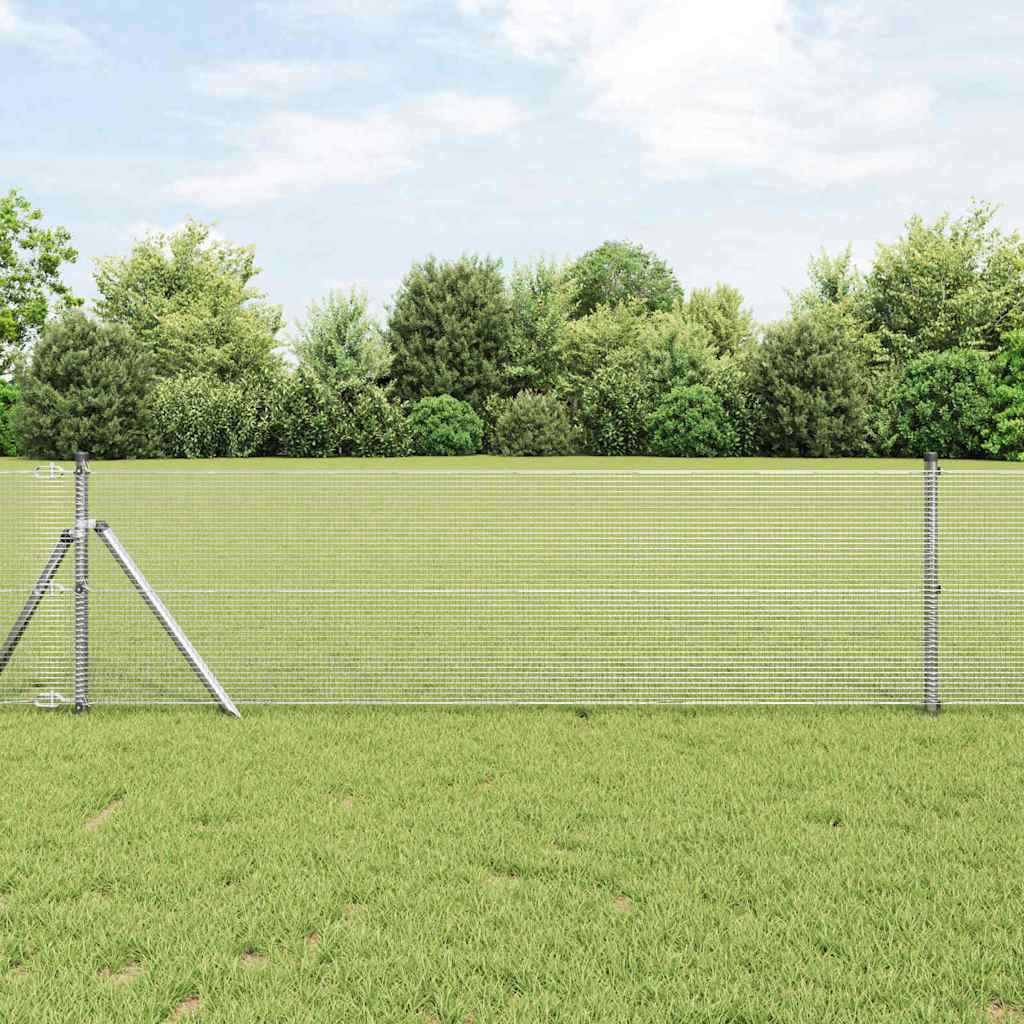 vidaXL Zaunpfosten Silber 10 x 0,4 m (12 x 12 mm Maschen) Stahl