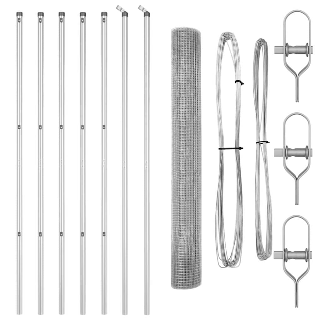 Zaunpfosten Silber 10 x 1 m (19 x 19 mm Maschen) Stahl