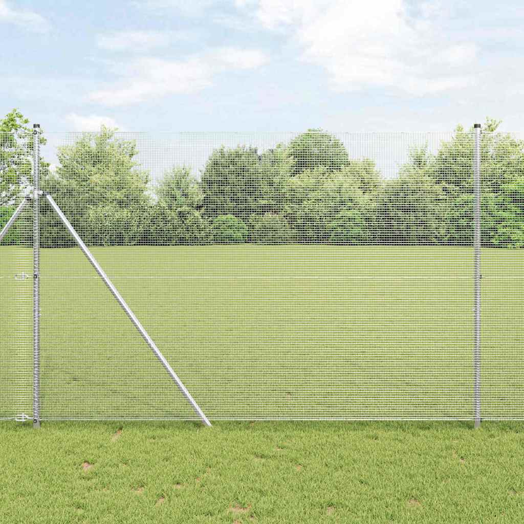vidaXL Zaunpfosten Silber 10 x 1,5 m (12 x 12 mm Maschenweite) Stahl