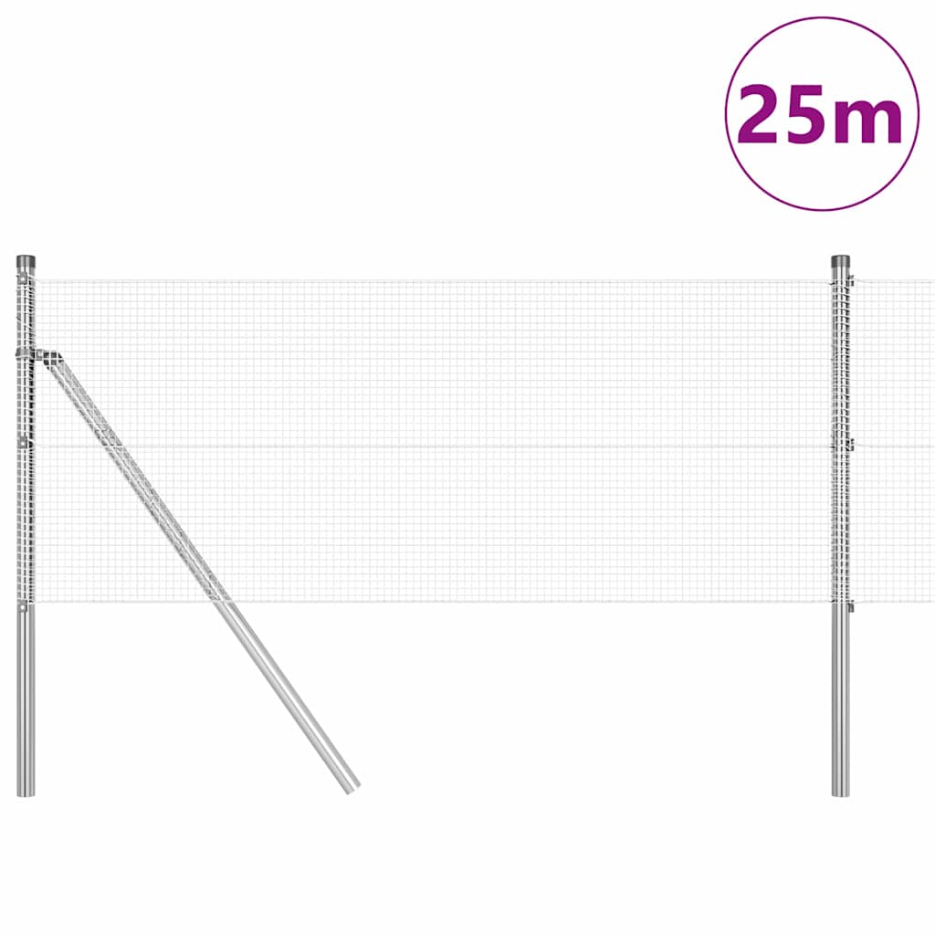 vidaXL Zaunpfosten Silber 25 x 0,4 m (12 x 12 mm Maschen) Stahl