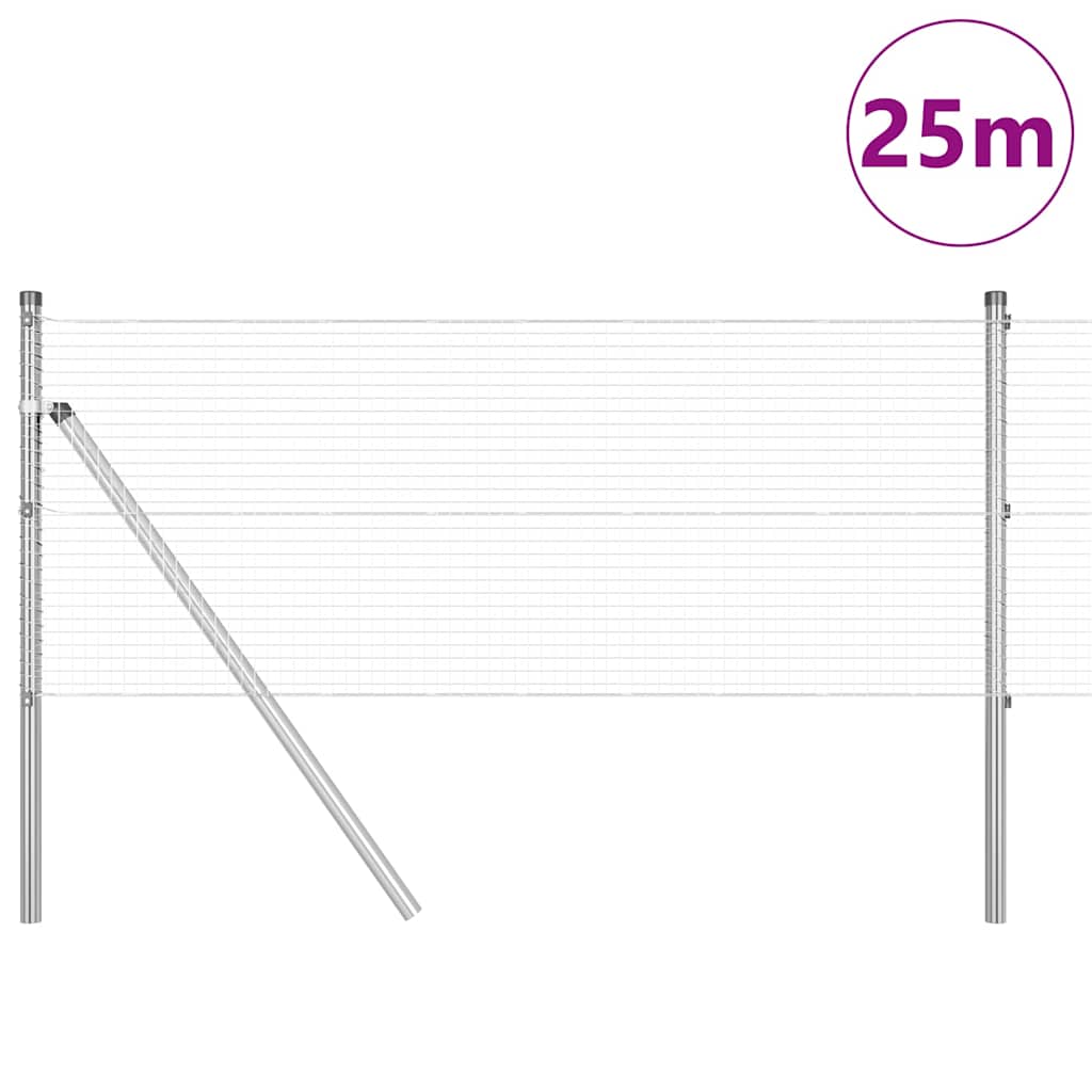 vidaXL Zaunpfosten Silber 25 x 0,6 m (19 x 19 mm Maschen) Stahl
