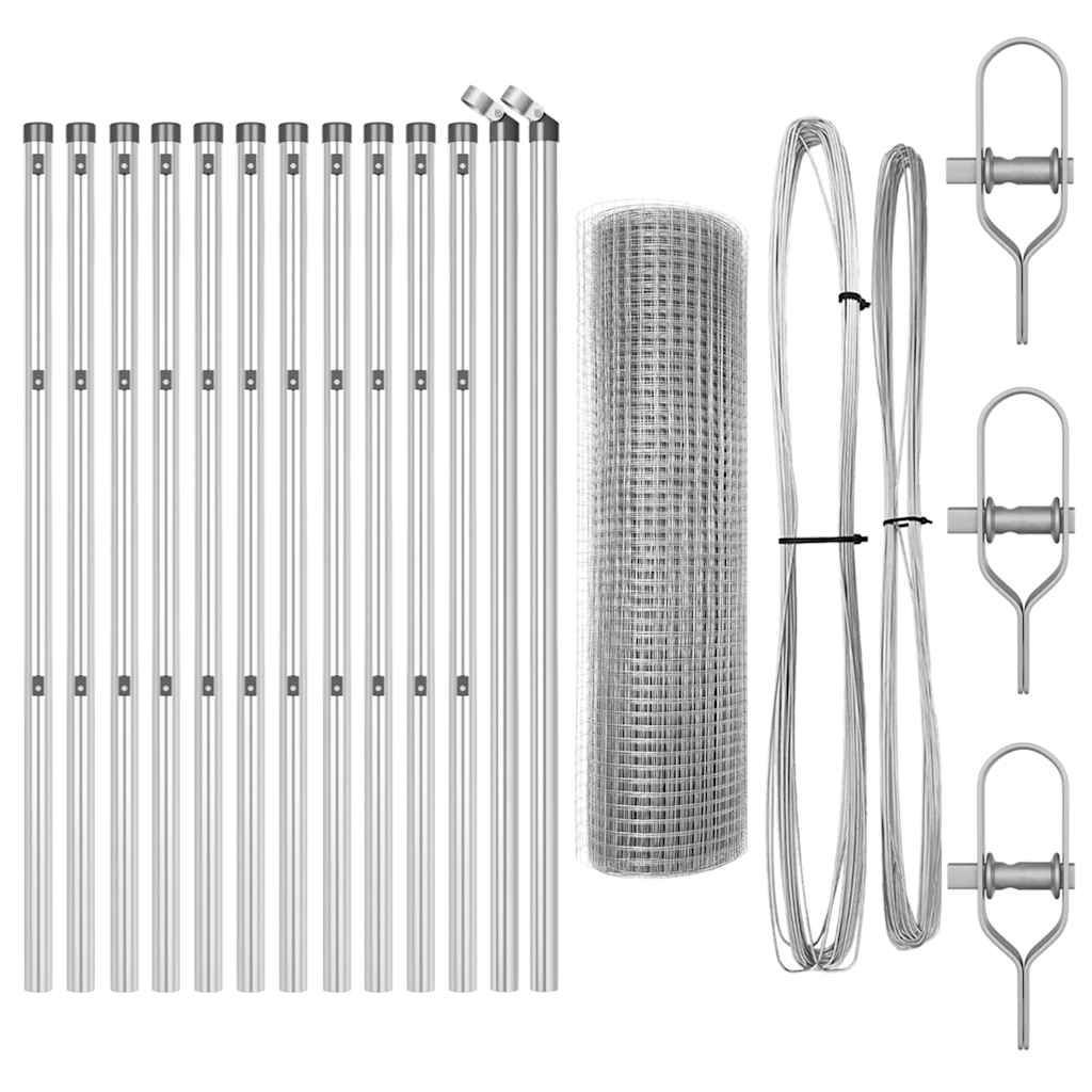 Zaunpfosten Silber 25 x 0,6 m (25 x 25 mm Netz) Stahl