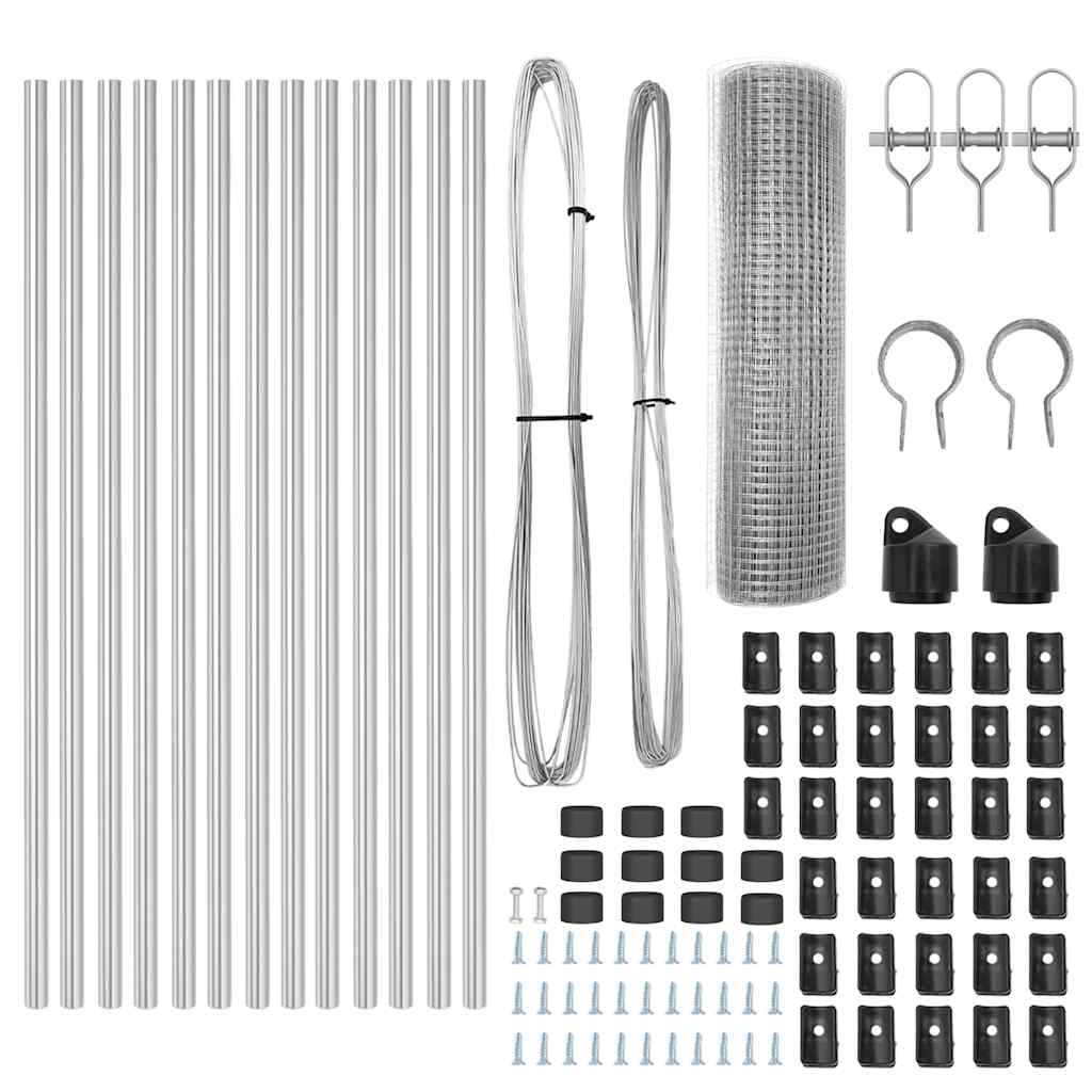 Zaunpfosten Silber 25 x 0,6 m (25 x 25 mm Netz) Stahl