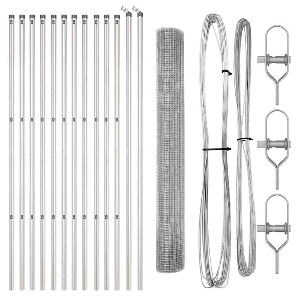 Zaunpfosten Silber 25 x 1 m (12 x 12 mm Masche) Stahl