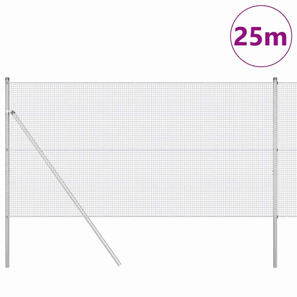 vidaXL Zaunpfosten Silber 25 x 1,4 m (16 x 16 mm Maschen) Stahl