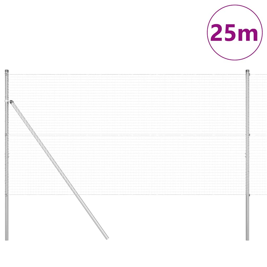 vidaXL Zaunpfosten Silber 25 x 1,4 m (25 x 25 mm Maschen) Stahl