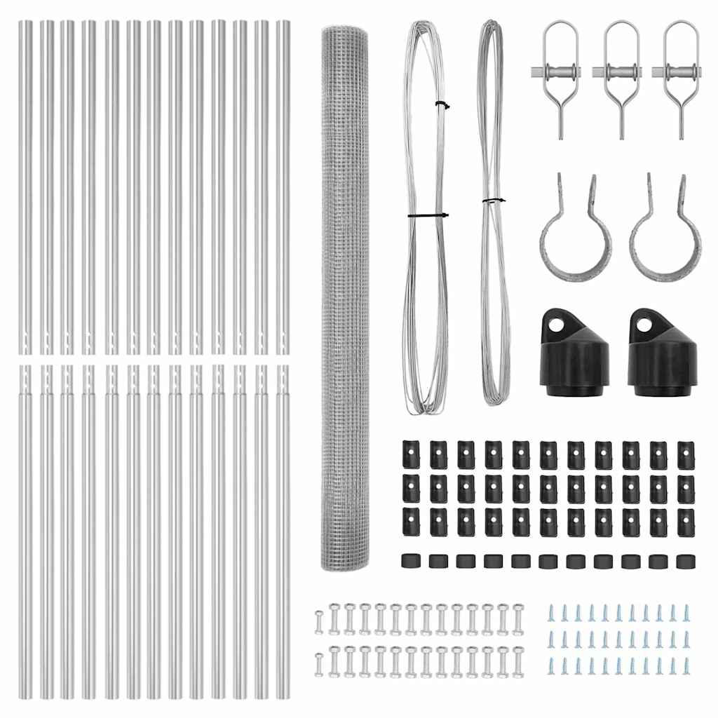 Zaunpfosten Silber 25 x 1,5 m (12 x 12 mm Netz) Stahl