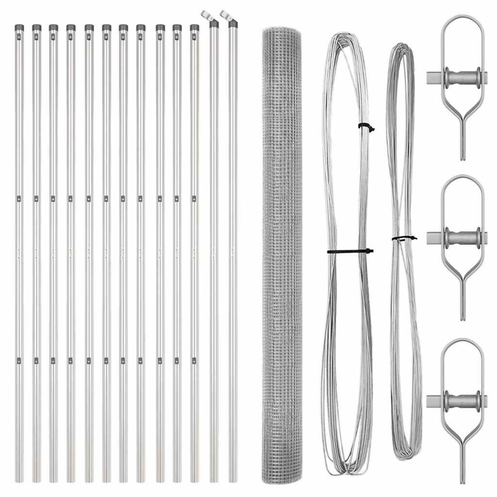 Zaunpfosten Silber 25 x 1,5 m (16 x 16 mm Netz) Stahl