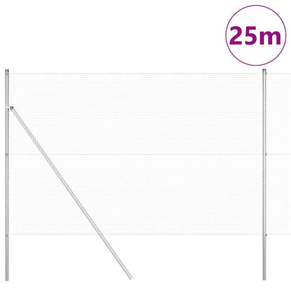 vidaXL Zaunpfosten Silber 25 x 1,5 m (19 x 19 mm Masche) Stahl