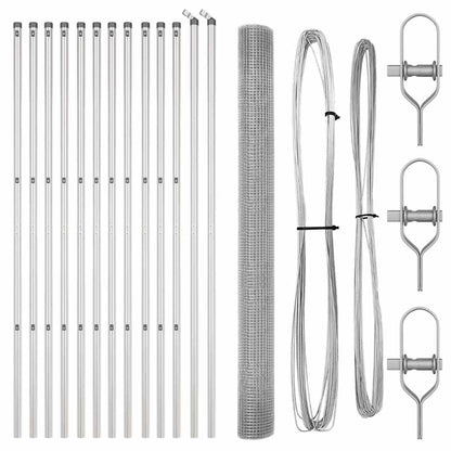 vidaXL Zaunpfosten Silber 25 x 1,5 m (25 x 25 mm Maschendraht) Stahl