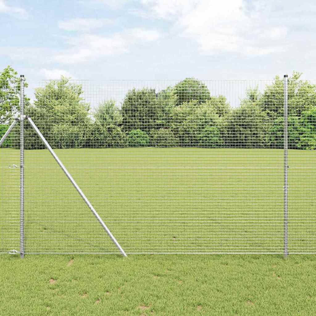 vidaXL Zaunpfosten Silber 25 x 1,6 m (25 x 25 mm Gitter) Stahl