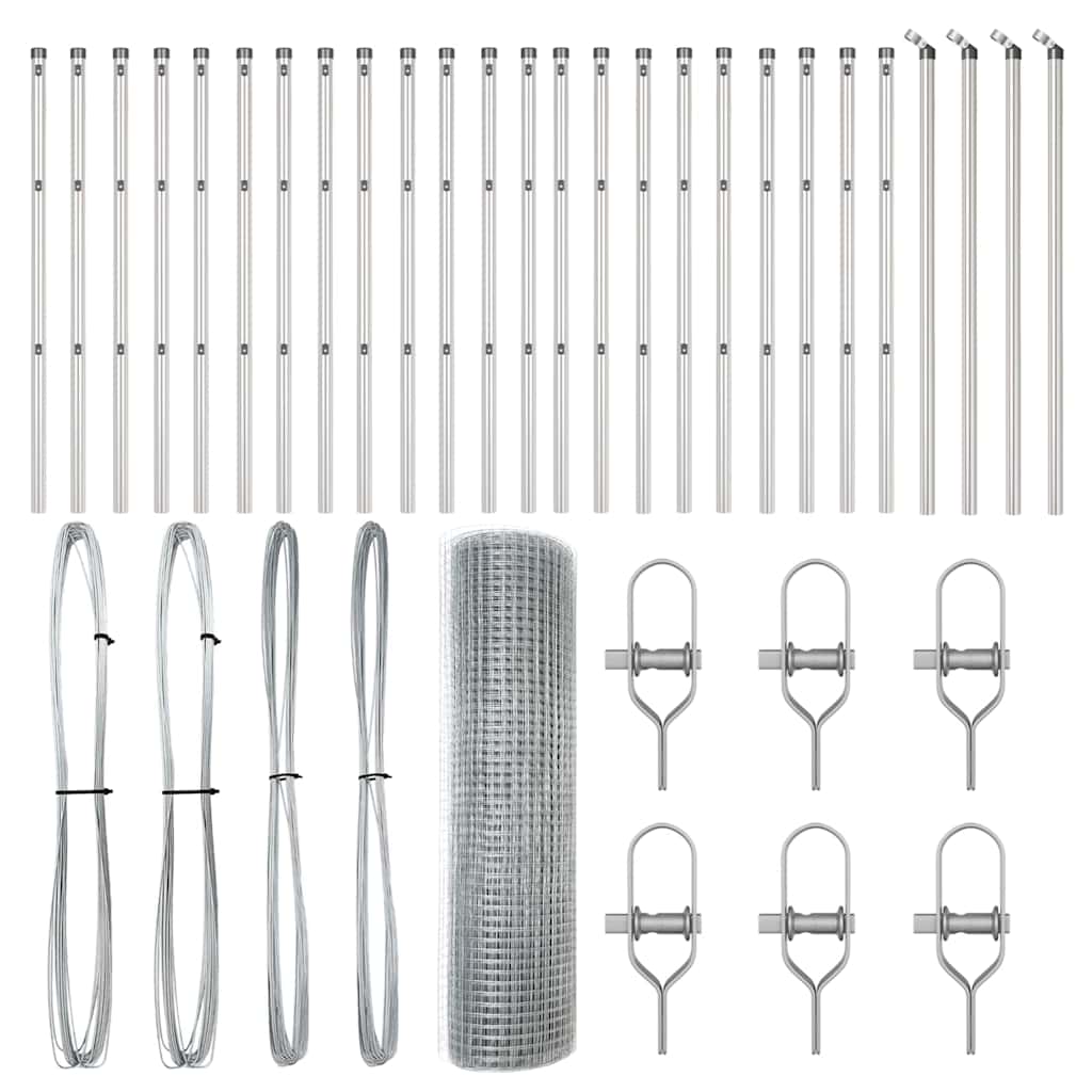 Zaunpfosten Silber 50 x 0,4 m (25 x 25 mm Netz) Stahl