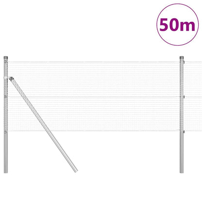 vidaXL Zaunpfosten Silber 50 x 0,5 m (16 x 16 mm Maschen) Stahl