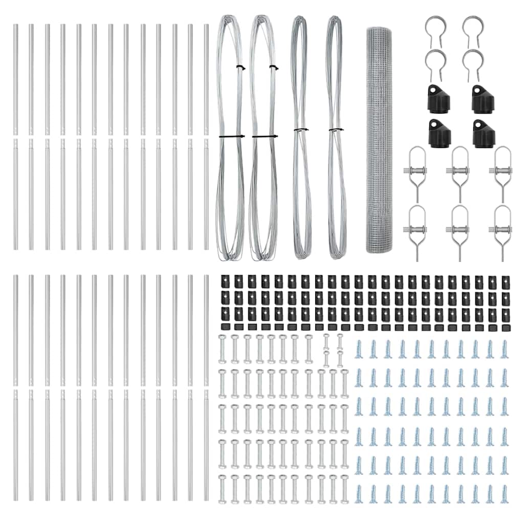 Zaunpfosten Silber 50 x 1 m (12 x 12 mm Netz) Stahl