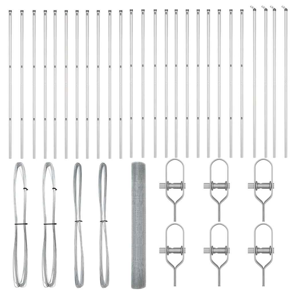 Zaunpfosten Silber 50 x 1 m (16 x 16 mm Maschen) Stahl