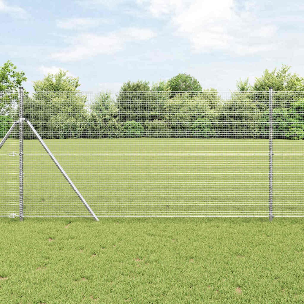 vidaXL Zaunpfosten Silber 50 x 1,4 m (16 x 16 mm Gewebe) Stahl
