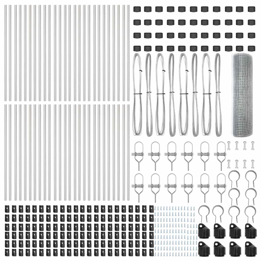 Zaunpfosten Silber 100 x 0,4 m (12 x 12 mm Netz) Stahl
