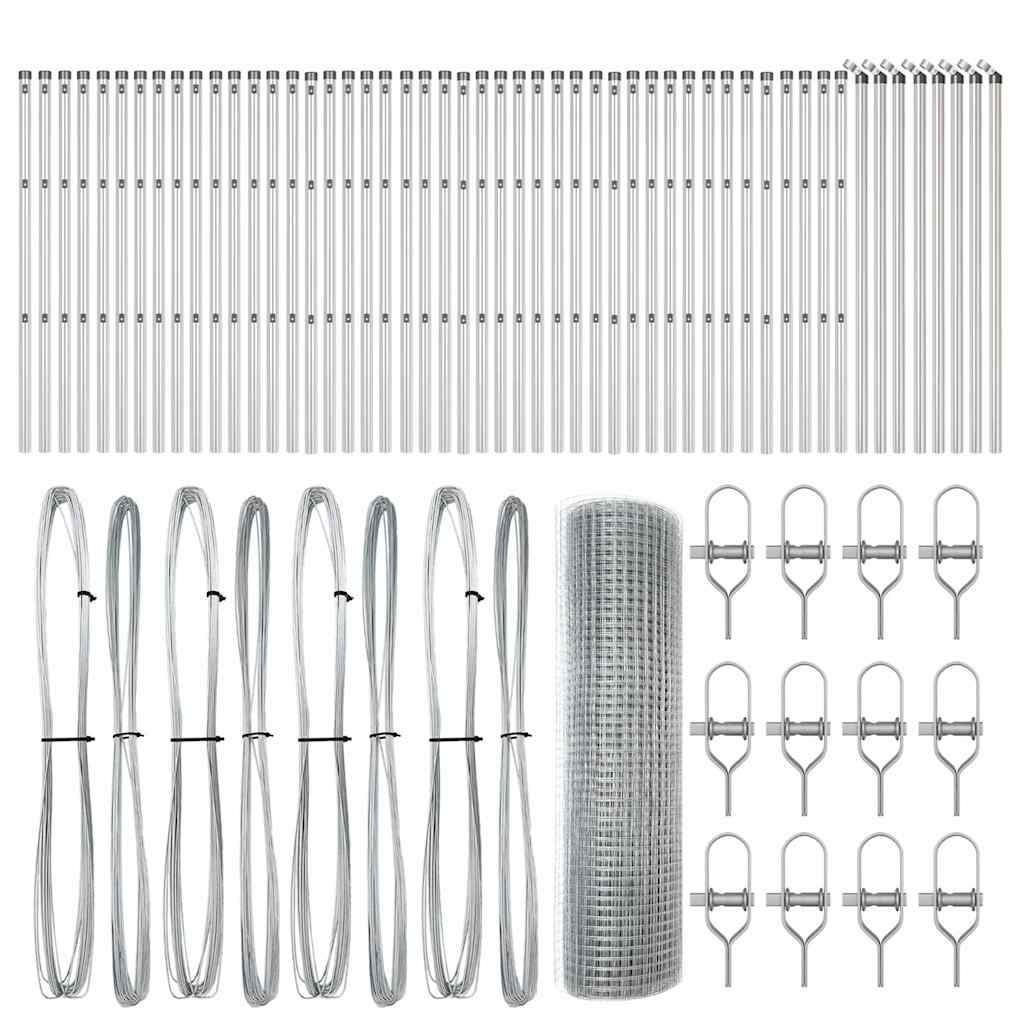 vidaXL Zaunpfosten Silber 100 x 0,6 m (19 x 19 mm Netz) Stahl