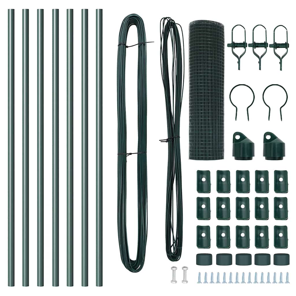vidaXL Zaunpfosten Grün 10 x 0,6 m (19 x 19 mm Netz) Stahl und PVC