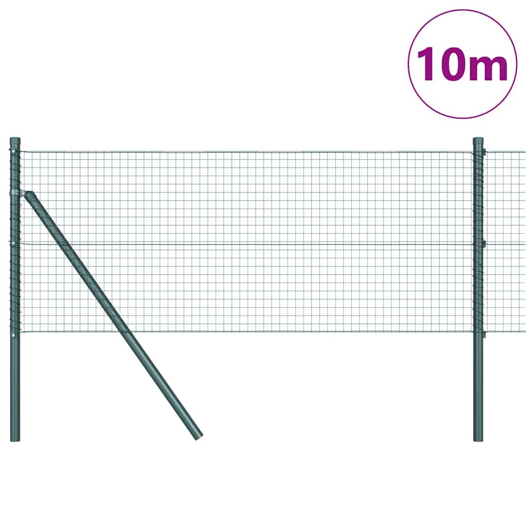 vidaXL Zaunpfosten Grün 10 x 0,6 m (Masche 25 x 25 mm) Stahl und PVC
