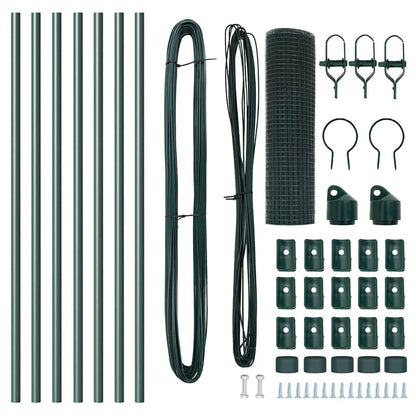 Zaunpfosten Grün 10 x 0,8 m (19 x 19 mm Maschen) Stahl und PVC