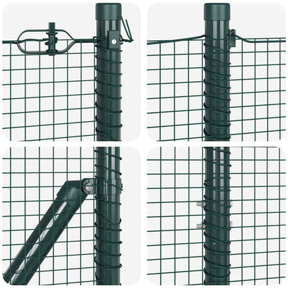 vidaXL Zaunpfosten Grün 10 x 1,2 m (16 x 16 mm Netz) Stahl und PVC