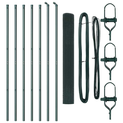 Zaunpfosten Grün 10 x 1,4 m (12 x 12 mm Maschen) Stahl und PVC