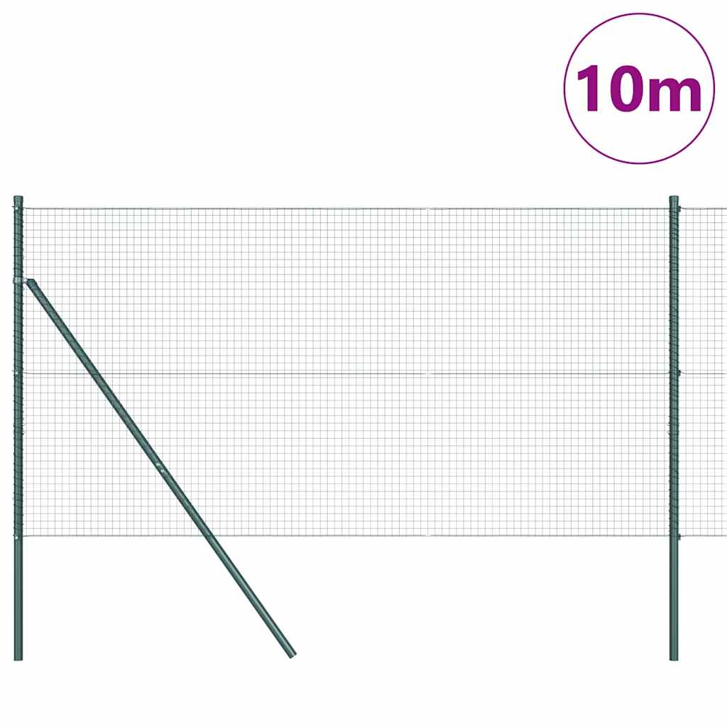 vidaXL Zaunpfosten Grün 10 x 1,4 m (25 x 25 mm Netz) Stahl und PVC