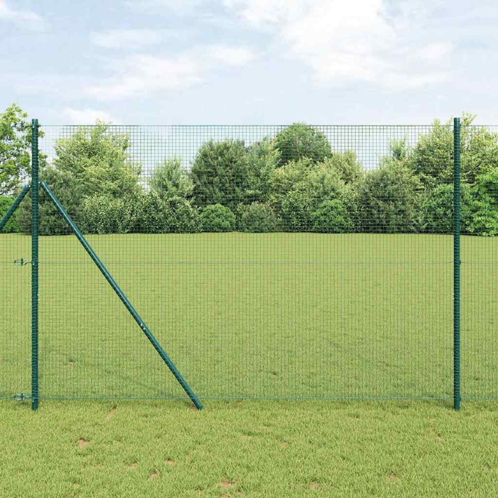 vidaXL Zaun mit Pfosten Grün 1,5 x 10 m Stahl