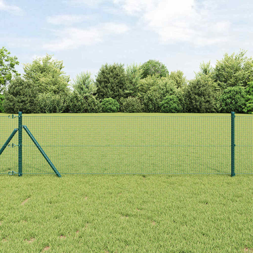 vidaXL Zaunpfosten Grün 25 x 0,4 m (19 x 19 mm Masche) Stahl und PVC
